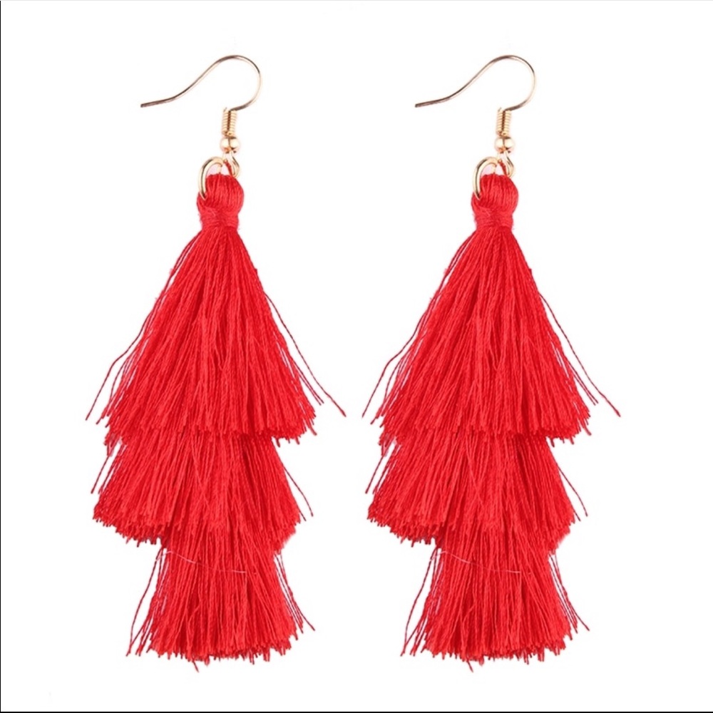 LAST 1!!!! Red Tassel Dangle Earrings
